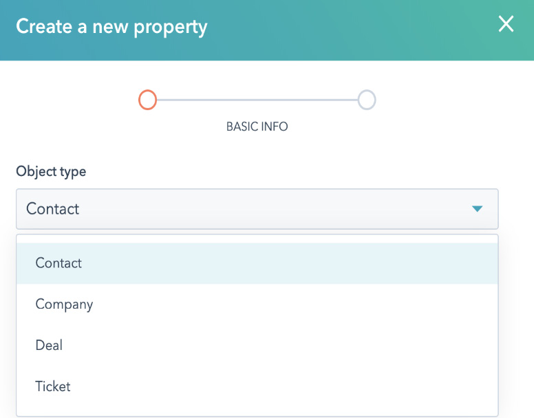 Figure 1.25 – Creating a custom property: choosing an object type
