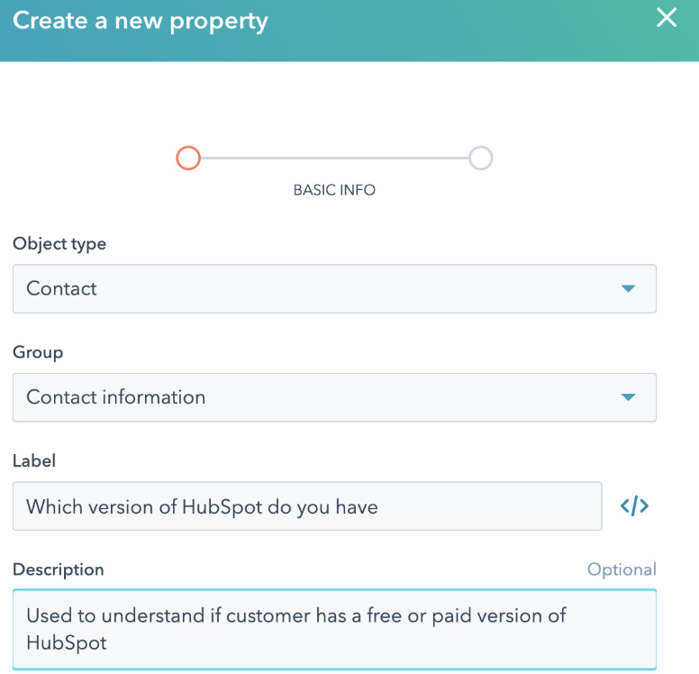 Figure 1.27 – Creating a custom property: choosing a label and description
