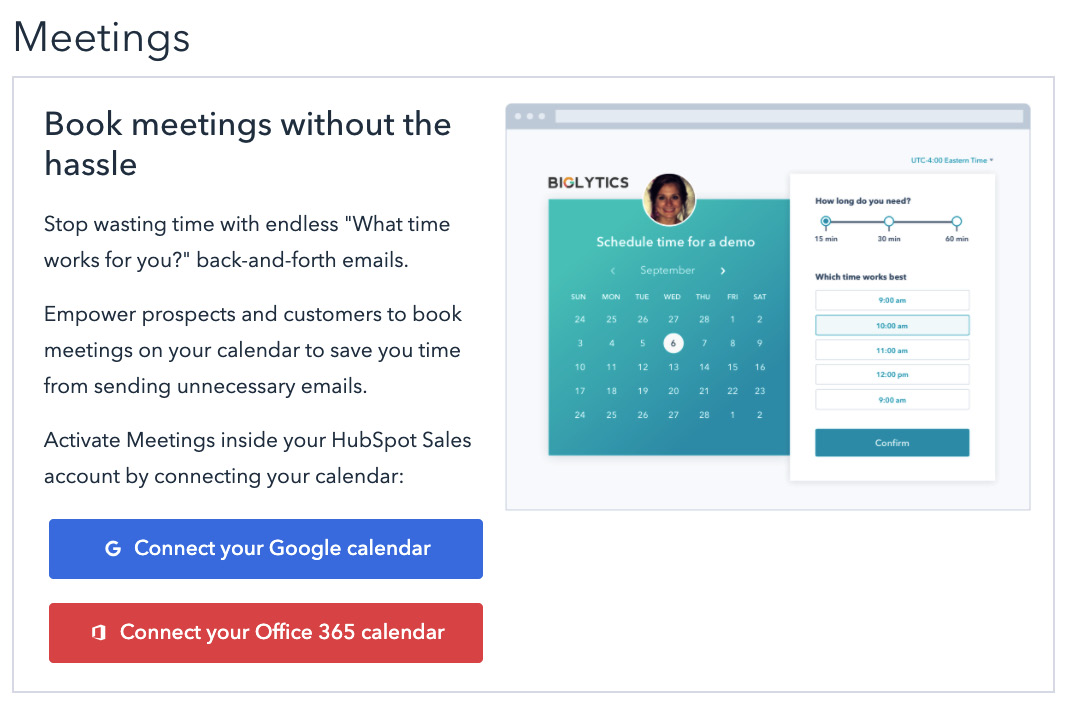 Figure 4.14 – Connecting your calendar to HubSpot

