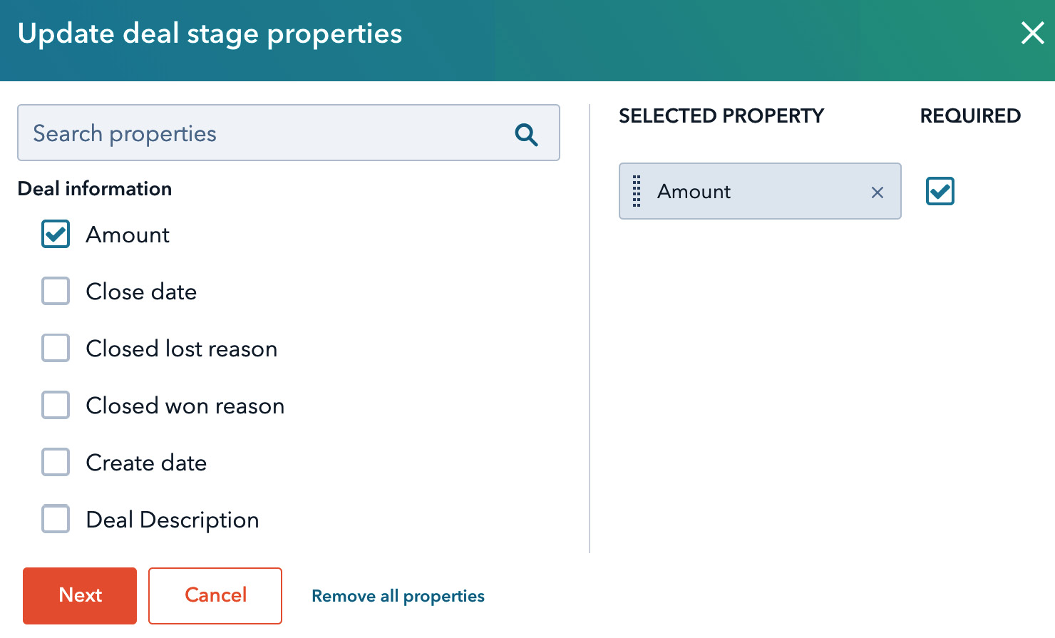 Figure 3.4 – Setting mandatory fields for your deal stages
