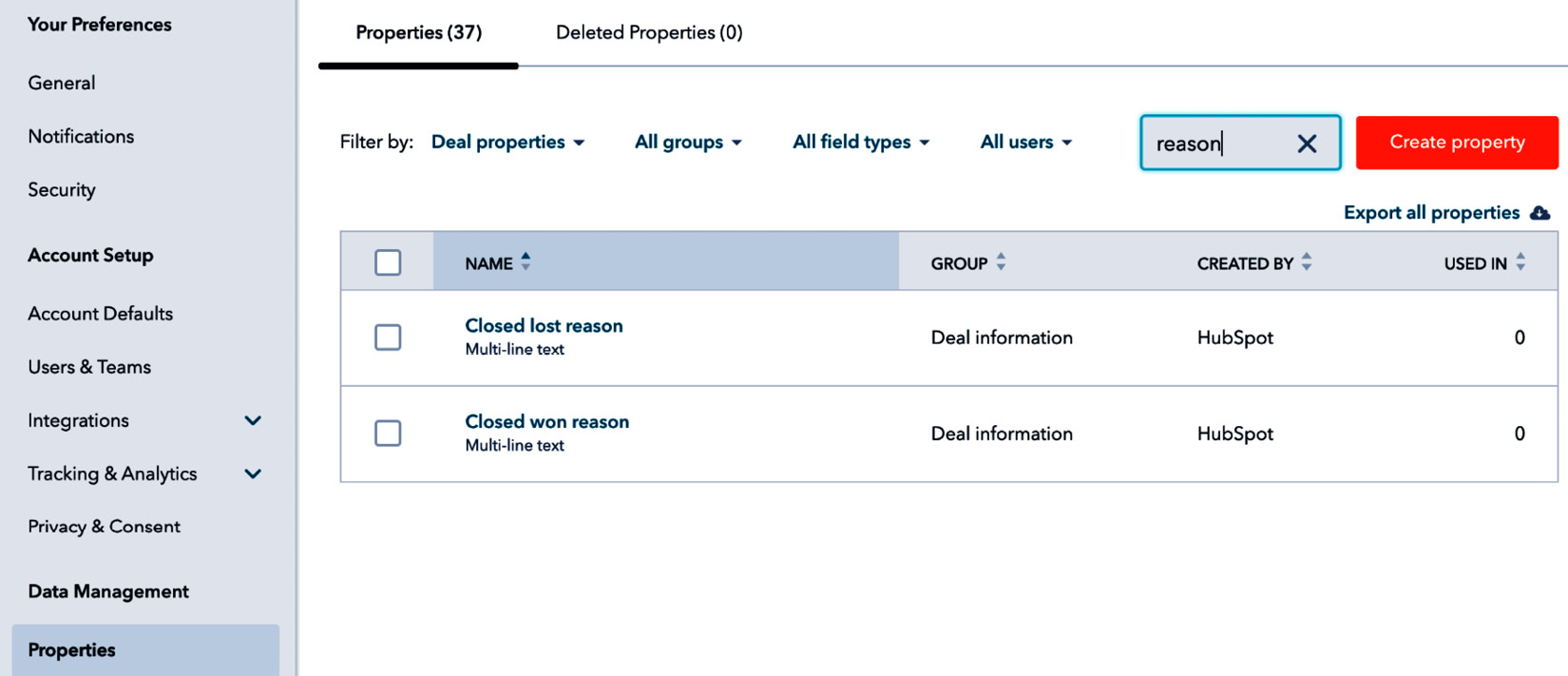 Figure 3.7 – Finding the Closed lost reason property
