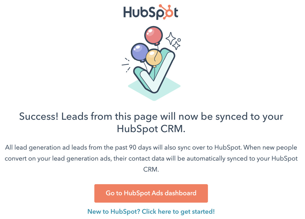 Figure 7.10 – Facebook lead setup connection on HubSpot
