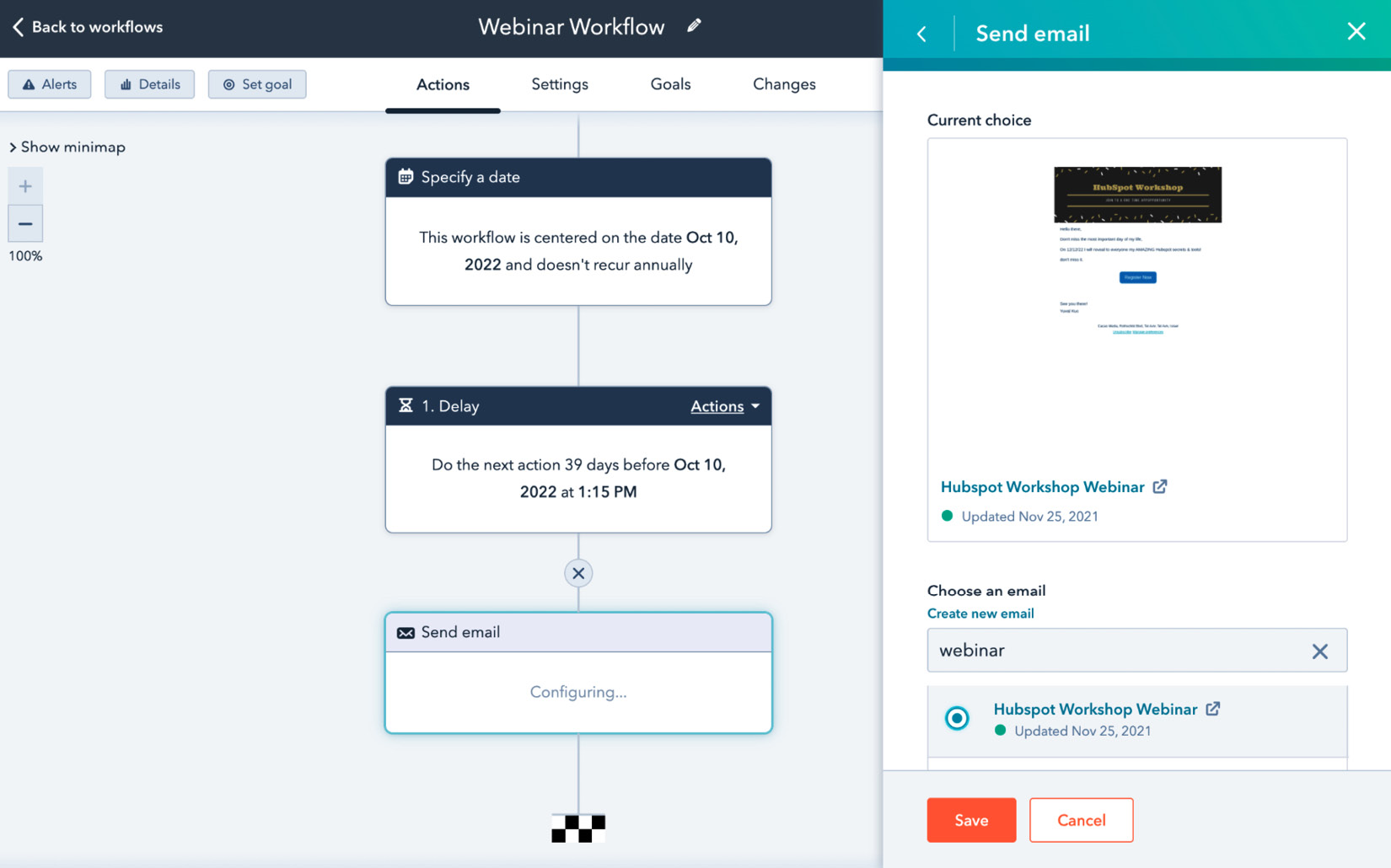 Figure 9.45 – Choosing an automated email from the list
