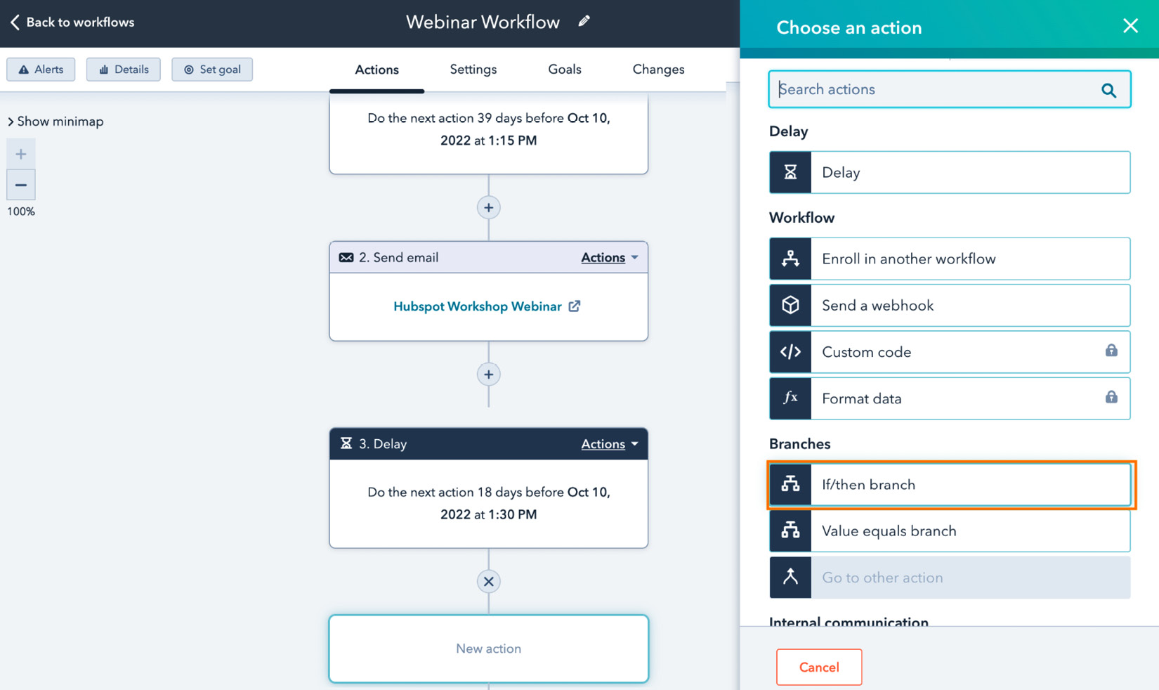 Figure 9.46 – Selecting If/then branch
