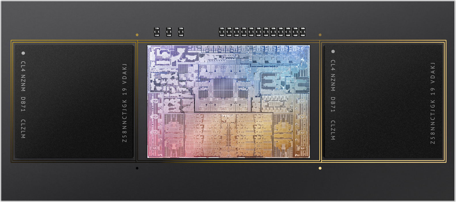 Figure 1: The M1 Pro chip package is exposed here (photo: Apple).