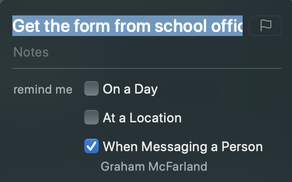 Figure 72: Create a reminder to jog your memory the next time you message with someone.