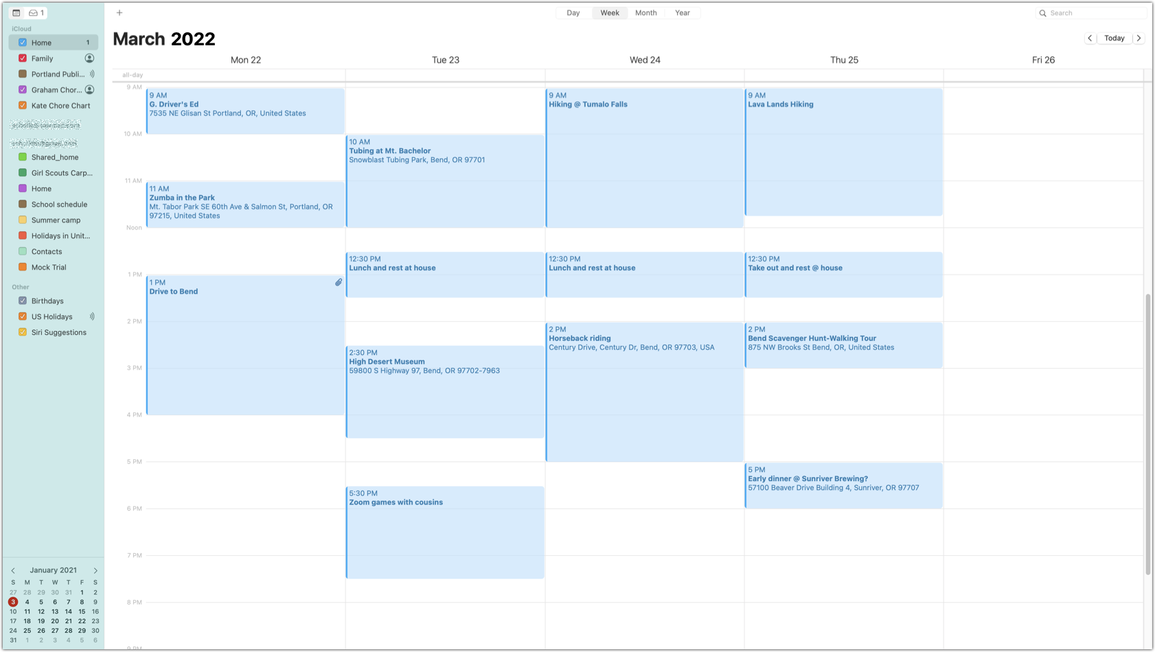 Figure 93: Keep your Calendar full screen and you won’t have to worry about cut off event titles.
