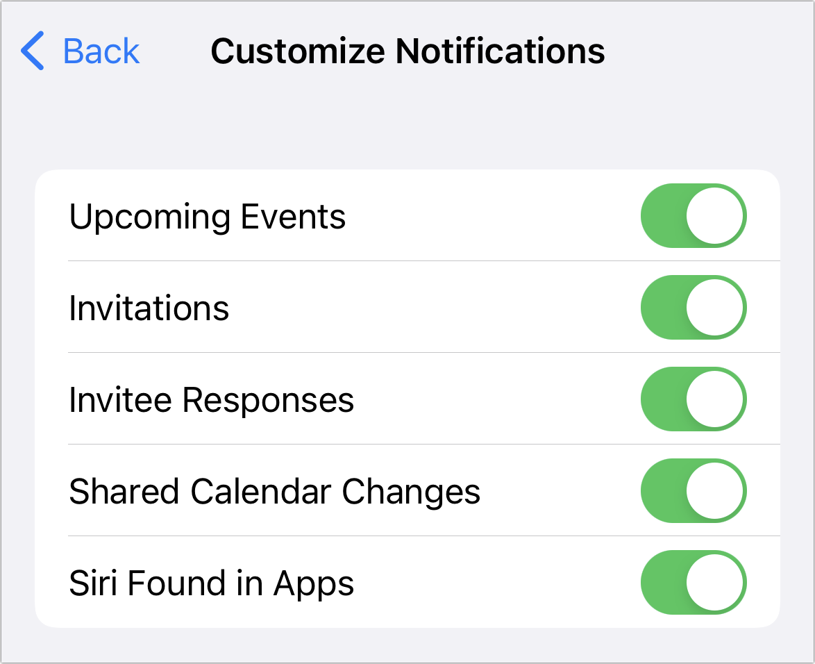 Figure 52: Customize notifications even further for Calendar.