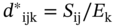 d Superscript asterisk Baseline Subscript i j k Baseline equals upper S Subscript i j Baseline slash upper E Subscript normal k