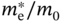 m Subscript normal e Superscript asterisk Baseline slash m 0