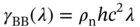 gamma Subscript upper B upper B Baseline left-parenthesis lamda right-parenthesis equals rho Subscript normal n Baseline italic h c squared lamda