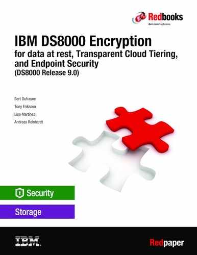 Cover image for IBM DS8000 Encryption for data at rest, Transparent Cloud Tiering, and Endpoint Security (DS8000 Release 9.0)