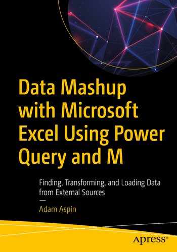 Cover image for Data Mashup with Microsoft Excel Using Power Query and M: Finding, Transforming, and Loading Data from External Sources