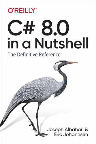 C# 8.0 in a Nutshell by Joseph Albahari, 
            Eric Johannsen