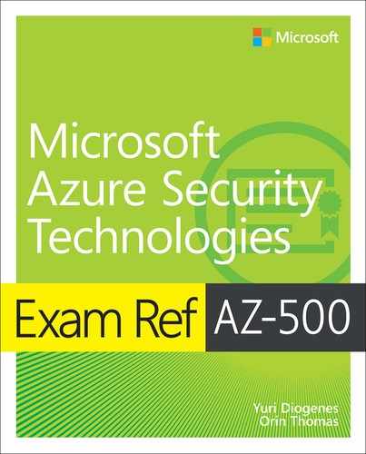 Exam Ref AZ-500 Microsoft Azure Security Technologies by Yuri Diogenes, 
            Orin Thomas