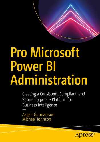 Pro Microsoft Power BI Administration: Creating a Consistent, Compliant, and Secure Corporate Platform for Business Intelligence by Ásgeir Gunnarsson, 
            Michael Johnson