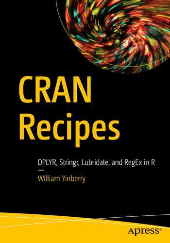 Cover image for CRAN Recipes: DPLYR, Stringr, Lubridate, and RegEx in R