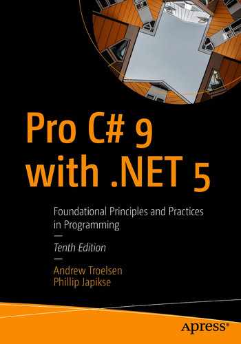 Cover image for Pro C# 9 with .NET 5: Foundational Principles and Practices in Programming