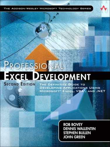 Cover image for Professional Excel Development: The Definitive Guide to Developing Applications Using Microsoft Excel, VBA, and .NET, Second Edition