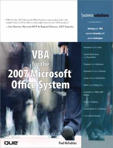 Business Solutions VBA for the 2007 Microsoft Office System 