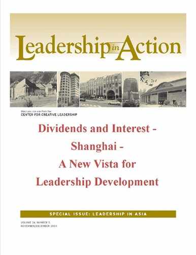 Cover image for Leadership in Action: Dividends and Interest - Shanghai - A New Vista for Leadership Development