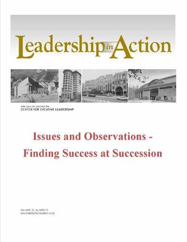 Cover image for Leadership in Action - Issues and Observations - Finding Success at Succession