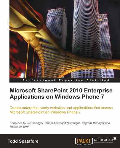 Cover image for Microsoft SharePoint 2010 Enterprise Applications on Windows Phone 7