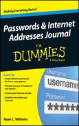 Passwords & Internet Addresses Journal For Dummies by Ryan C. Williams