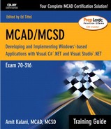 MCAD/MCSD.NET Training Guide (Exam 70-316): Developing and Implementing Windows®-Based Applications with Microsoft® Visual C#™ .NET and Microsoft® Visual Studio® .NET 