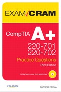 Cover image for CompTIA A+ Practice Questions Exam Cram, Third Edition