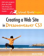 Cover image for Creating a Web Site in Dreamweaver CS3: Visual QuickProject Guide